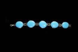 A Nice Quality Vintage Large and Turquoise Set Solid Silver Bracelet,