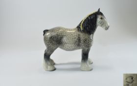 Beswick Shire Horse Figure ' Shire Mare ' Rocking Horse Grey. Model No 881. Designer A. Gredington.