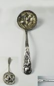 George II Silver Embossed Preserve Ladle. Hallmark London, Date Letter Rubbed.