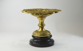 French Rococo Style Gilt Metal Pedestal Bowl; Embossed floral border,