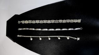 3 Silver Bracelets, Longest Length 7.