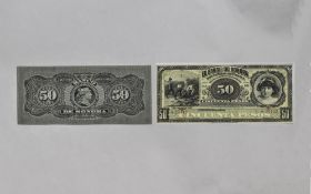 El Banco Sonora 50 Pesos Bank Note, Serial Num 25442, Series DR, Uncirculated - Mint.