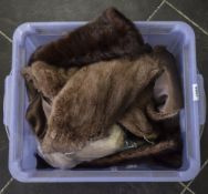 Box Of Assorted Fur Pieces Including fur stoles.