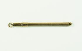 A 9ct Gold Champagne or Cocktail Mixing Swizzle Stick. Fully Hallmarked for Birmingham 1964. 3