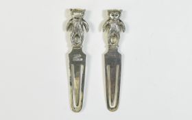 A Pair of Vintage Silver Page Markers. Marked Silver 925. Each 2.