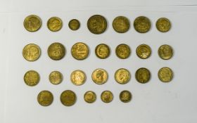 A Collection of Assorted High Grade French 1930's / 1950's Bronze & Aluminum Coins ( 26 ) Coins In