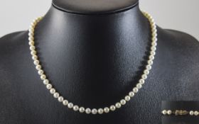 1930's Top Quality Cultured Pearl Necklace with Art Deco 9ct Gold Clasp. Fully Hallmarked.