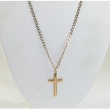 9ct Gold Cross with Attached 9ct Gold Chain. Marked 9ct. The Cross Is Marked Lourdes 1961. 6.