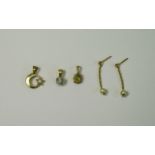 A Collection of 18ct Gold Stone Set Jewellery ( 4 ) Pieces Comprises. 1/ 18ct Gold Single Stone