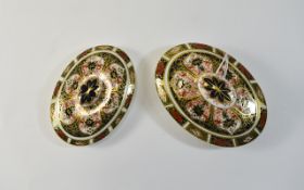 Royal Crown Derby Pair of Imari Patterned Covers. Pattern No 1128. Dates 1971 - 1972. 4.25 & 3.