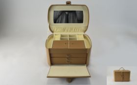 A Modern and Unused Leather Carrying Jewellery Box, with Fitted Interior, Carrying Handle,