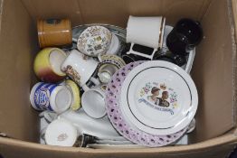 Box Of Miscellaneous Pottery and Collectables comprising cabinet plates,