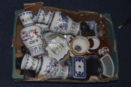 Box Of Miscellaneous Pottery and Collectables comprising chinioisserie style vases,