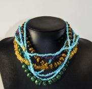 Collection of Semi-Precious Chip and Bead Necklaces, comprising amethyst, malachite, tiger eye,