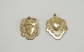 Edwardian Pair of 9ct Rose Gold Fobs with Vacant Cartouches. Hallmarks Birmingham 1910 & 1912.