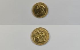 Victorian 22ct Gold Old Head Full Sovereign, Date 1900. London Mint - Please See Photo.