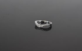 14ct White Gold Diamond Half Eternity Ring Wishbone Design Set With Round Brilliant Cut Diamonds,