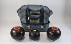 Crown Green Bowls 'Green Master, The Waterloo', With a bowling bag.