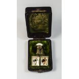 A Nice Vintage Pair of Gold Fronted - Gents Cufflinks with Dog Portraits on Pearl To Each Cuff + a