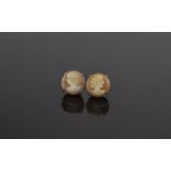 A Pair of 9ct Gold Cameo Set Earrings. Fully Hallmarked. Boxed.