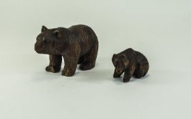 A Black Forest Mother Bear and Bear Cub. 5.3/4 and 3.1/4 Inches.