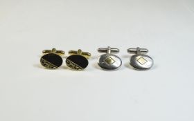 2 Pairs Of Gents Cufflinks Oval Fronts,