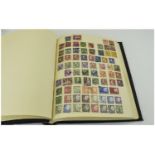 Black Spring Back Stamp Album, Well Stocked with Stamps From Around The World.