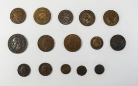 A Collection of Bronze and Copper World Coins - All High Grade ( 15 ) In Total.