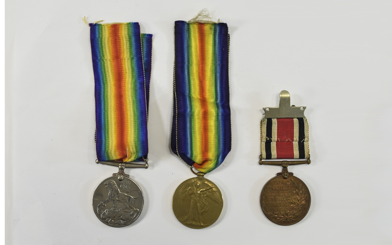 World War I & World War 2 Trio of Medals. Comprises 1/ George VI 1939 / 1945 Medal.