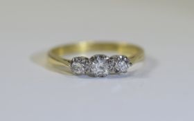 18ct Yellow Gold Set 3 Stone Diamond Ring. Fully Hallmarked.