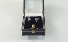 Pair of 9 Carat Gold Stud Earrings. Each set with a single Kunzite faceted gemstone. Stamped 9K.