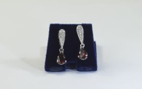 9 Carat White Gold Diamond Drop Earrings