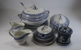 Blue And White Part Dinner Set 11 Pieces