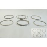 Mixed Lot of 6 Silver Slave Bangles, eng