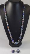 Long Millefiori Necklace and Earrings Se