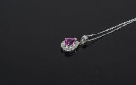 9 Carat White Gold Diamond Set Pendant c