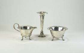 Silver Plated Sugar Bowl, Cream Jug & Ta