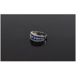 Sapphire and White Zircon Band Ring, two
