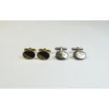 2 Pairs Of Gents Cufflinks Oval Fronts,