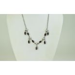 A Vintage Silver Necklace Set with Garne