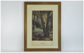 Framed Watercolour Titled In Harlow Wood