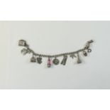 Vintage Silver Charm Bracelet Loaded wit