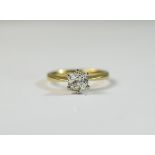 Ladies 18ct gold single stone diamond ri