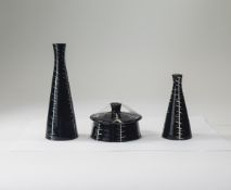 4 Piece Cruet Set, Black and White Patte