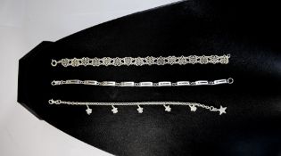 3 Silver Bracelets, Longest Length 7.5 I