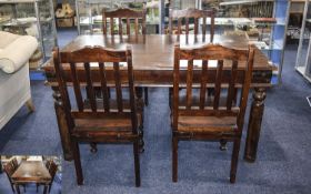 Country Style Dining Table With 4 Chairs