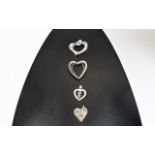 Collection of 4 Silver Heart Shaped Pend