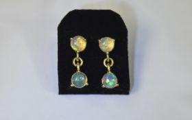 Pair of Natural Opal Drop Earrings, each