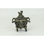 Oriental Bronzed Archaic Censer And Cove