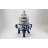 Oriental Blue & White Tripod Censer, Lio